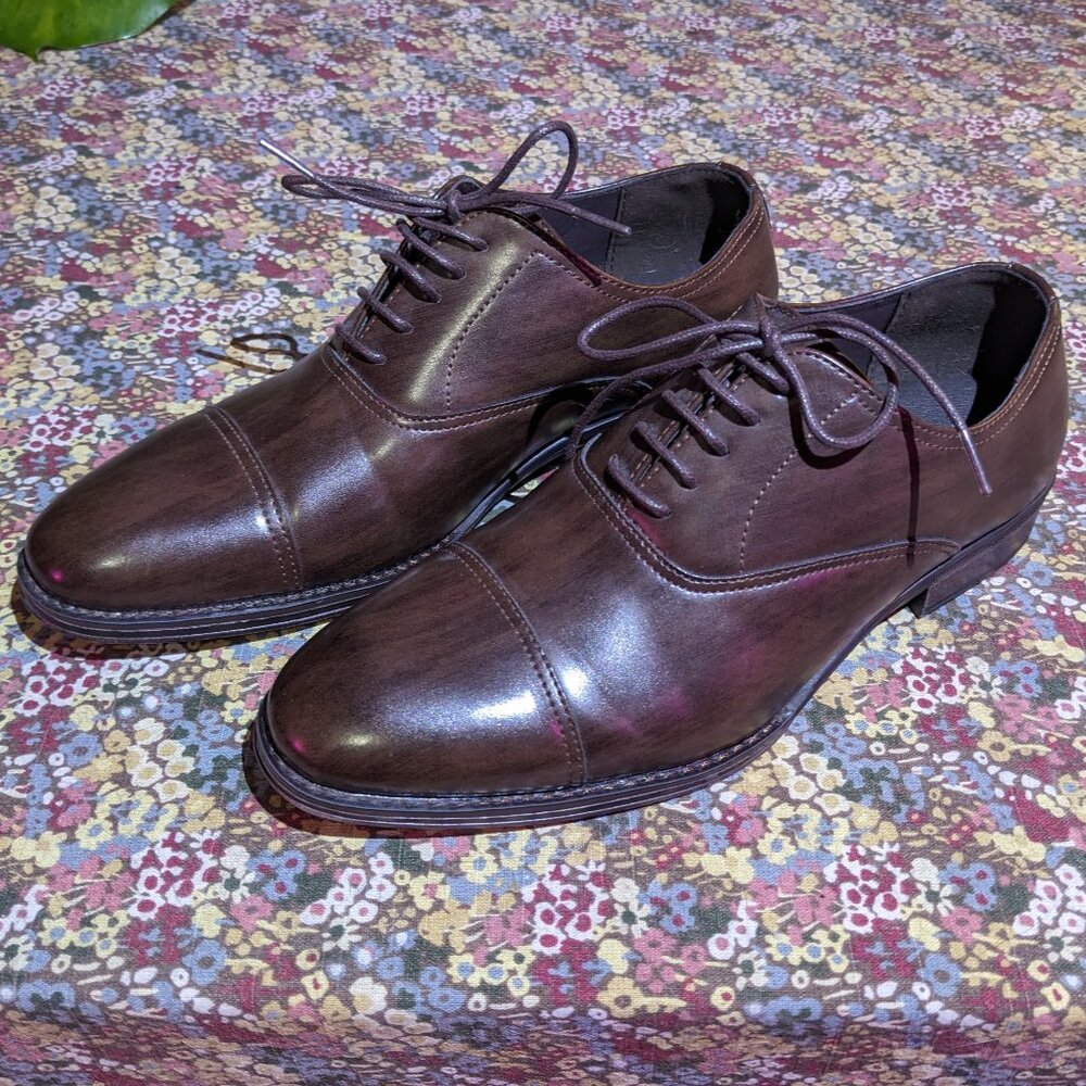 Nine West men's size 9 brown hansel cap toe oxfords dress shoes